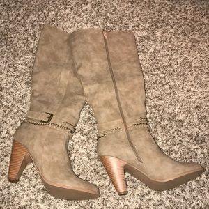 Tan knee high boots